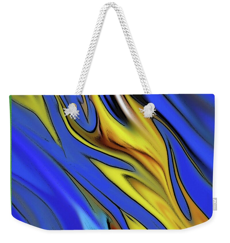 Color Weekender Tote Bag featuring the digital art Yellow And Blue by Leo Symon