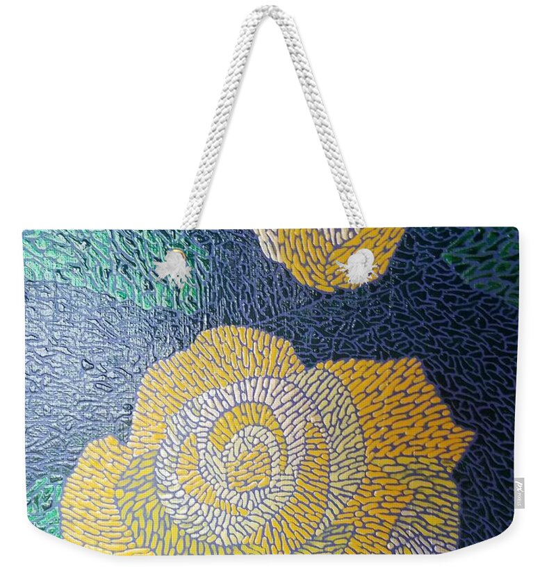 Rose Weekender Tote Bag featuring the painting Yellow Rose by DLWhitson