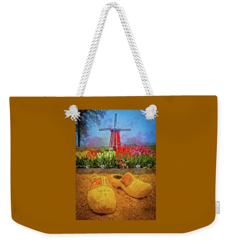 Floral Wall Art Weekender Tote Bag featuring the photograph Yellow Wooden Shoes by Thom Zehrfeld