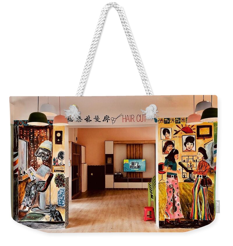 Sheltered Home Weekender Tote Bag featuring the painting Yesterday Once More at Happy Villa by Belinda Low