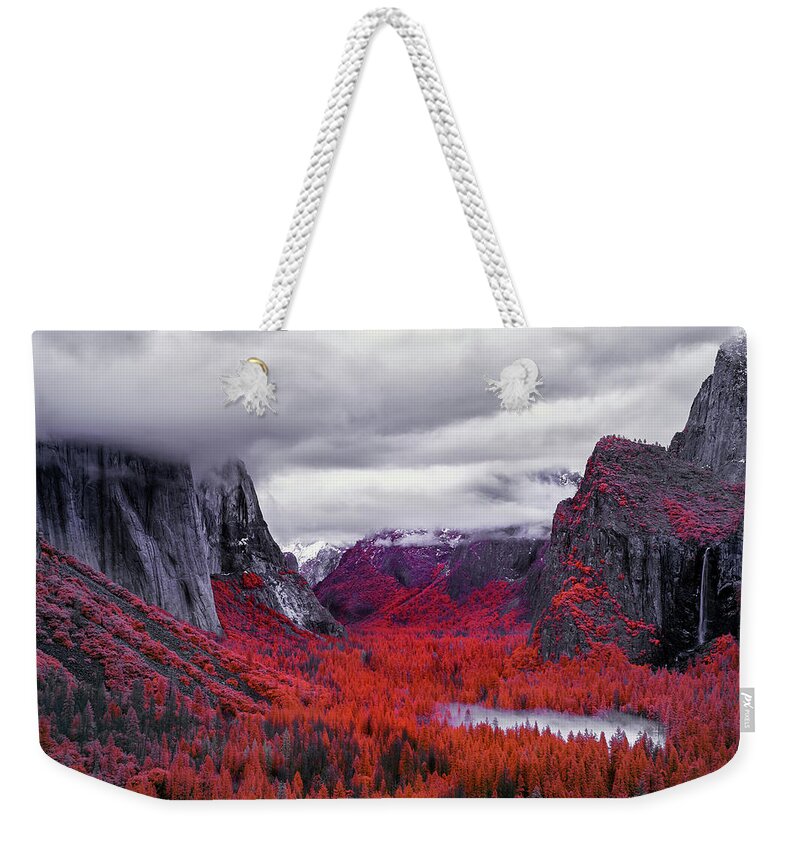 Yosemite Weekender Tote Bag featuring the photograph Yosemite in Red by Jon Glaser