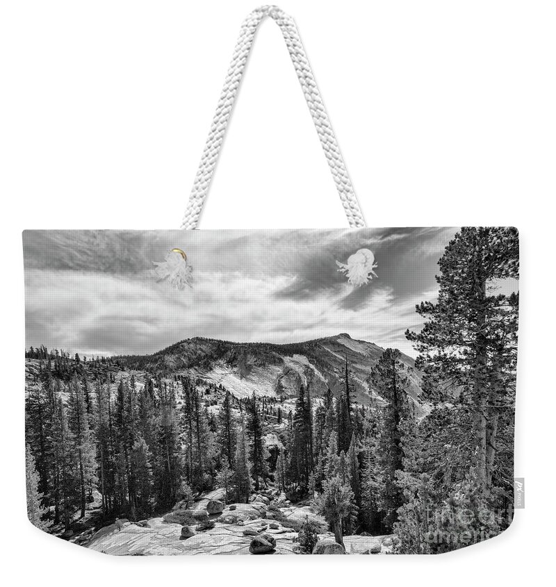 Nature Weekender Tote Bag featuring the photograph Yosemite National Park Black White by Chuck Kuhn