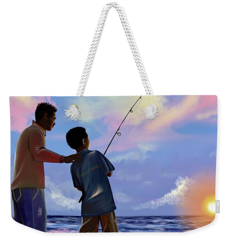 Fishing Weekender Tote Bag featuring the digital art You make Him proud by Artist RiA