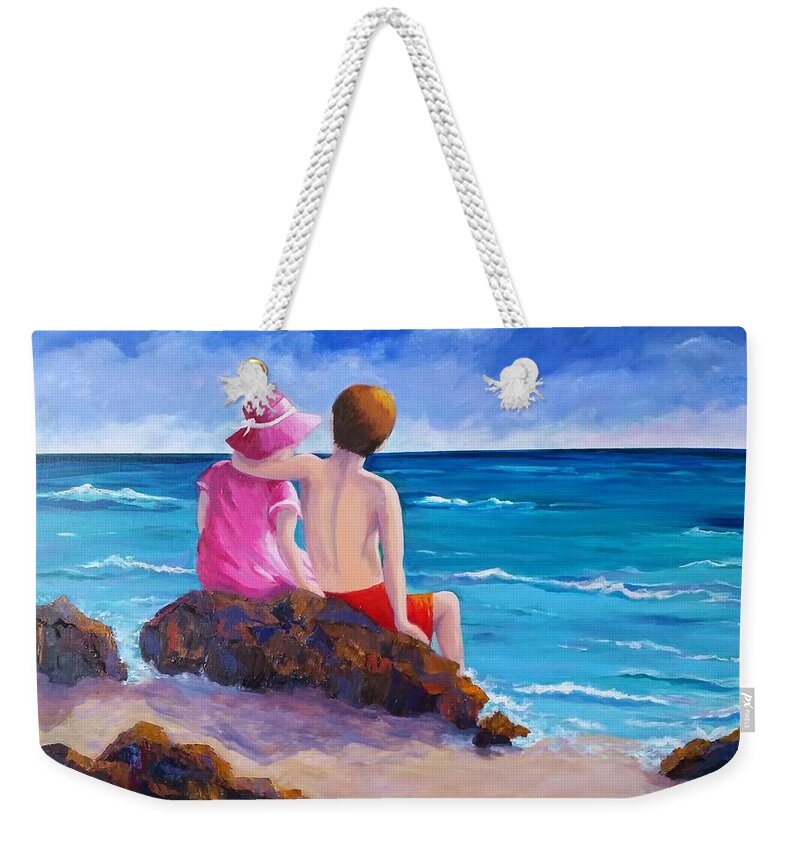 Children Weekender Tote Bag featuring the painting Young Love by Rosie Sherman