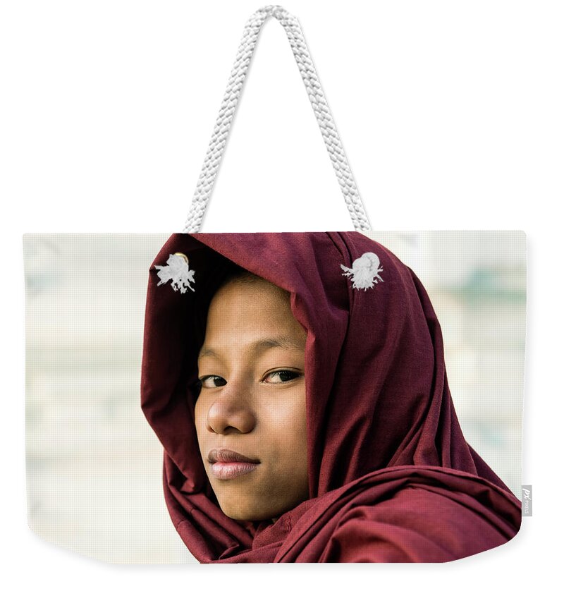 Adolescence Weekender Tote Bag featuring the photograph Young Novice Buddhist Monk by Martin Puddy