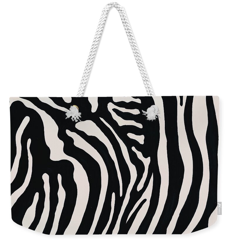Gouache Weekender Tote Bag featuring the digital art Zebra Pattern by Donna Ikkanda