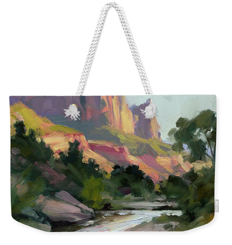 Zion Weekender Tote Bag featuring the painting Zion's Watchman by Steve Henderson