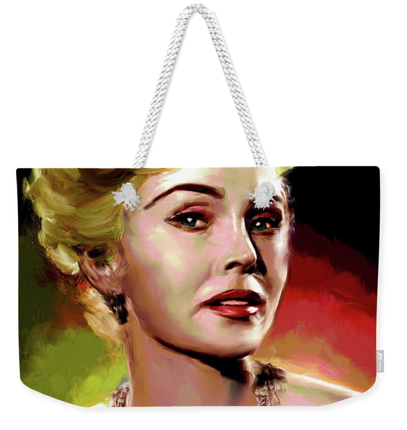 Zsa Weekender Tote Bag featuring the painting Zsa Zsa Gabor painting by Stars on Art