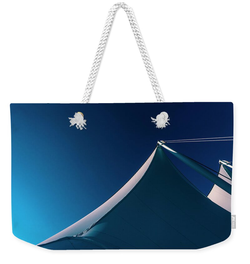 Canada Place Weekender Tote Bag featuring the photograph Canada Place Vancouver Sails 0171-100 by Amyn Nasser
