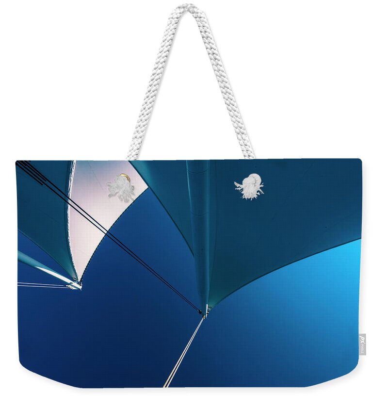 Port Of Vancouver Weekender Tote Bag featuring the photograph 0175 Port of Vancouver Sails Canada Place by Amyn Nasser Neptune Gallery
