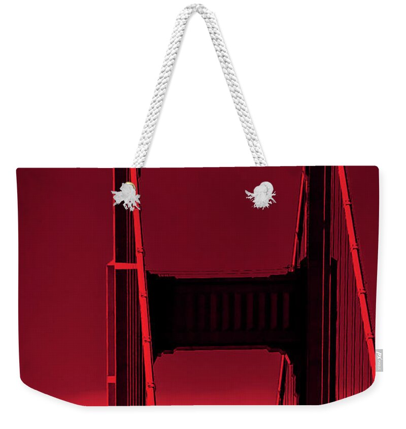 Architecture Weekender Tote Bag featuring the photograph 0695 Red San Francisco Bridge California by Amyn Nasser Neptune Gallery