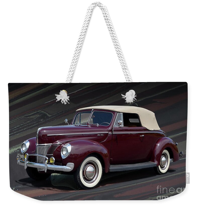 1940 Weekender Tote Bag featuring the photograph 1940 Ford Deluxe V8 Convertible by Ron Long