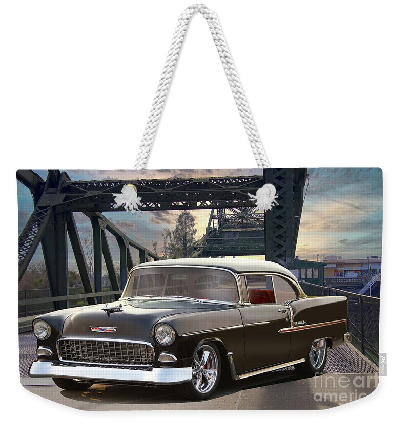 1955 Chevrolet Bel Air Weekender Tote Bag featuring the photograph 1955 Chevrolet Bel Air by Dave Koontz