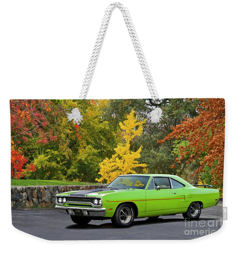 1970 Plymouth Roadrunner 440 Weekender Tote Bag featuring the photograph 1970 Plymouth Roadrunner 440 by Dave Koontz