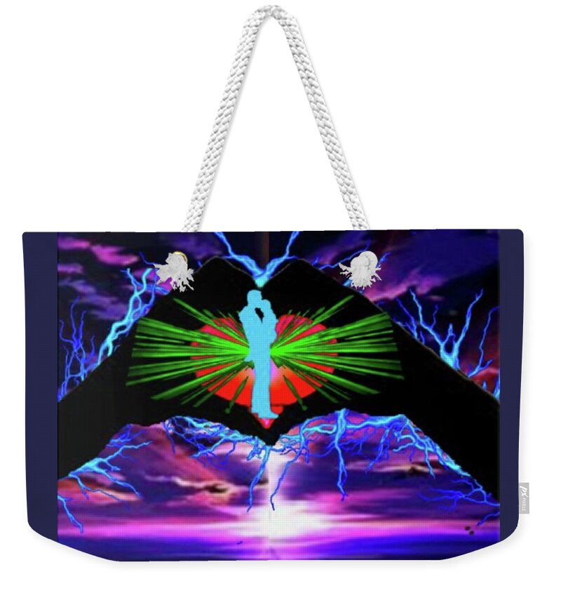 A Fathers Love Poem Weekender Tote Bag featuring the digital art A Fathers Love Power by Stephen Battel