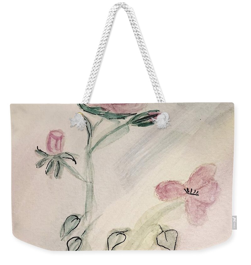  Weekender Tote Bag featuring the painting Moonlight and Roses by Margaret Welsh Willowsilk