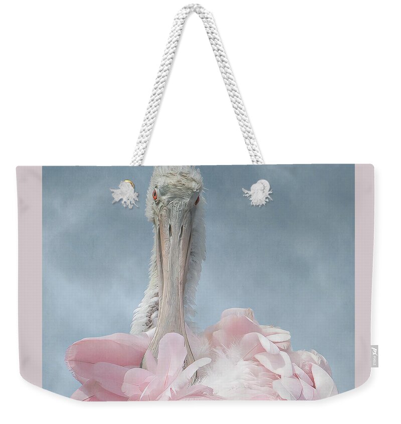 Pink Weekender Tote Bag featuring the photograph A Roseate Spoonbill #1 by Sylvia Goldkranz