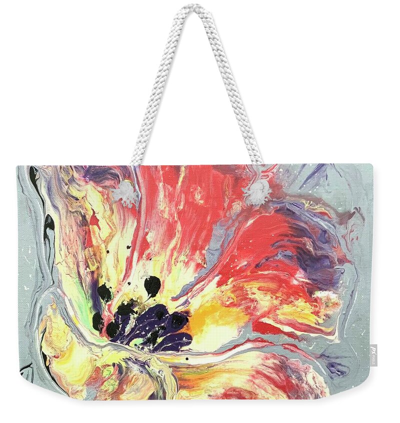 Floral.flowers Weekender Tote Bag featuring the painting Abstract Flower #2 by Gina De Gorna