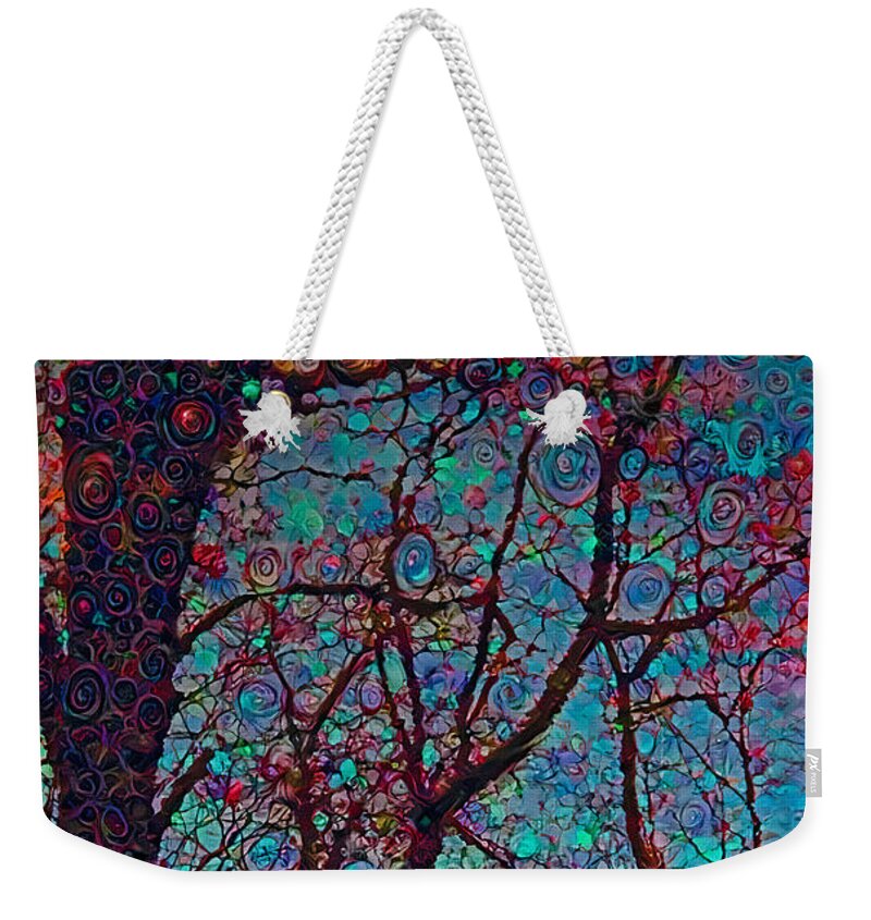Landscape Weekender Tote Bag featuring the digital art Abstract Tree Art Print #1 by Jacob Folger