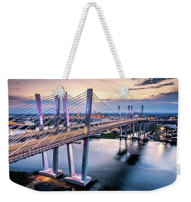 Goethals Weekender Tote Bag featuring the photograph Aerial view of the New Goethals Bridge #1 by Mihai Andritoiu