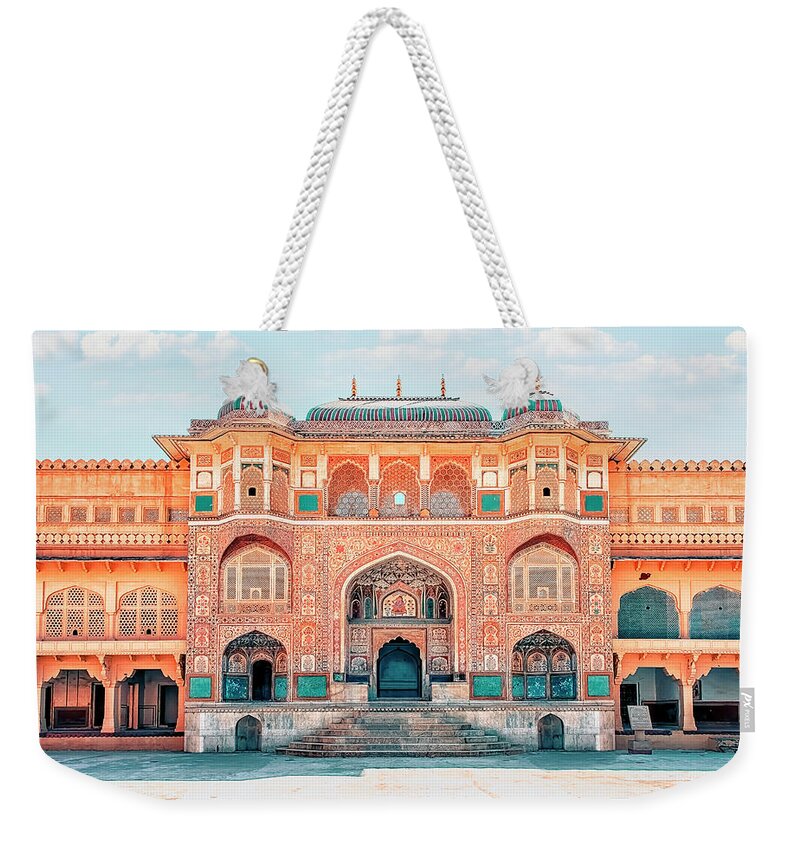 Amber Weekender Tote Bag featuring the photograph Amber Fort #1 by Manjik Pictures