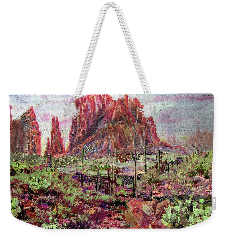 Red Rocks Weekender Tote Bag featuring the mixed media Arizona Watercolor by Michele Avanti