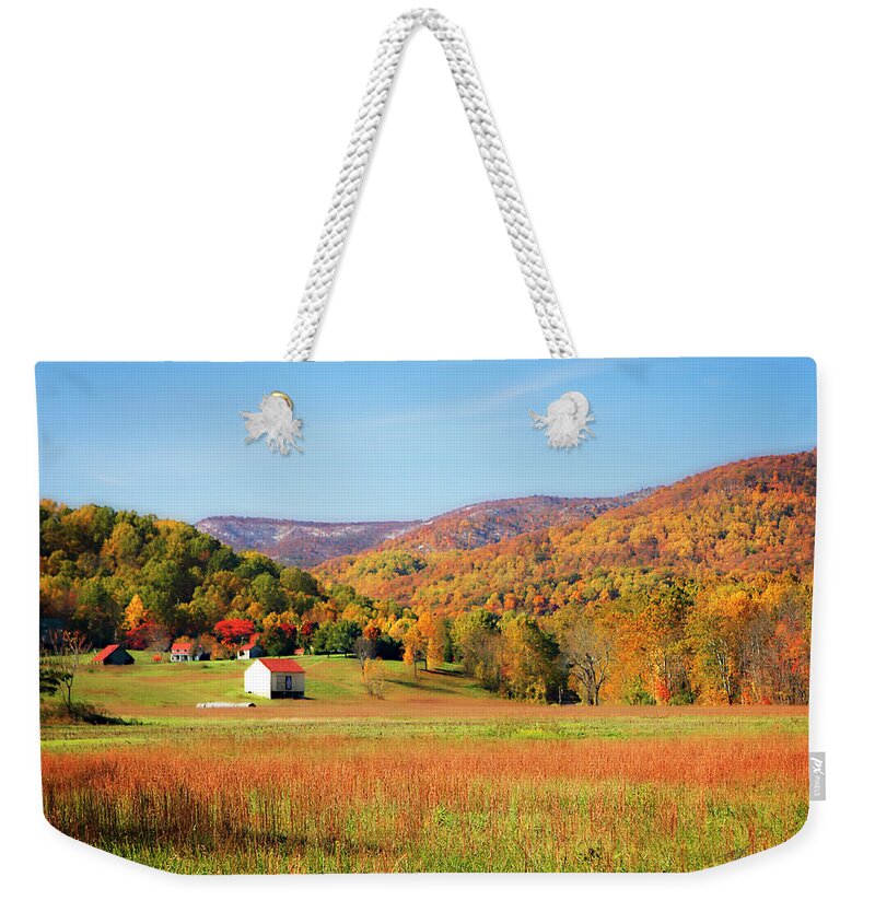 Photo Weekender Tote Bag featuring the photograph Autumn Fields -1 #1 by Alan Hausenflock