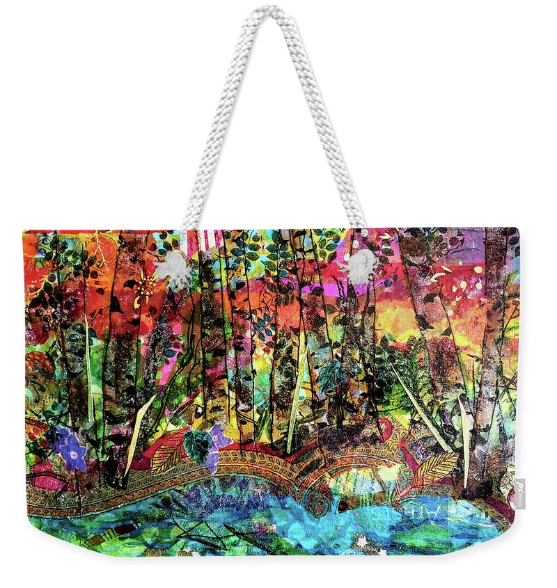 Collage Weekender Tote Bag featuring the mixed media Autumn Preview #2 by Deborah Cherrin