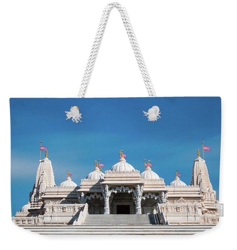 Baps Shri Swaminarayan Mandir Weekender Tote Bag featuring the photograph Baps Shri Swaminarayan Mandir #1 by Doug Sturgess