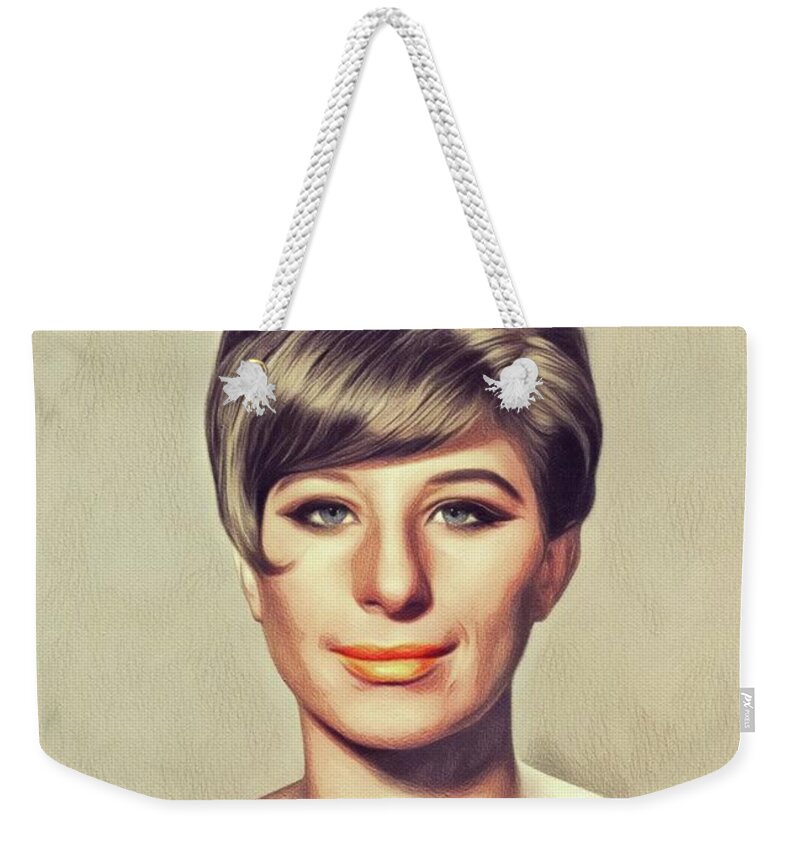 Barbra Weekender Tote Bag featuring the painting Barbra Streisand, Music Legend #1 by Esoterica Art Agency