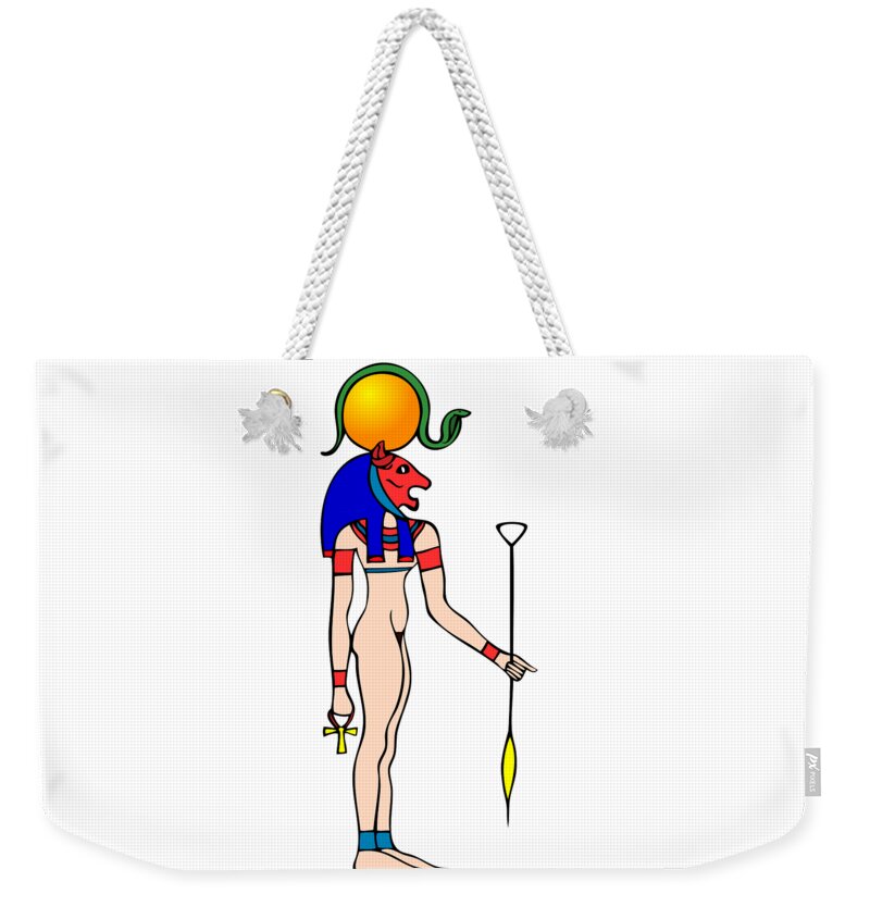 Ancient Egypt Weekender Tote Bag featuring the drawing Bastet - Goddess of the Ancient Egypt #1 by Michal Boubin