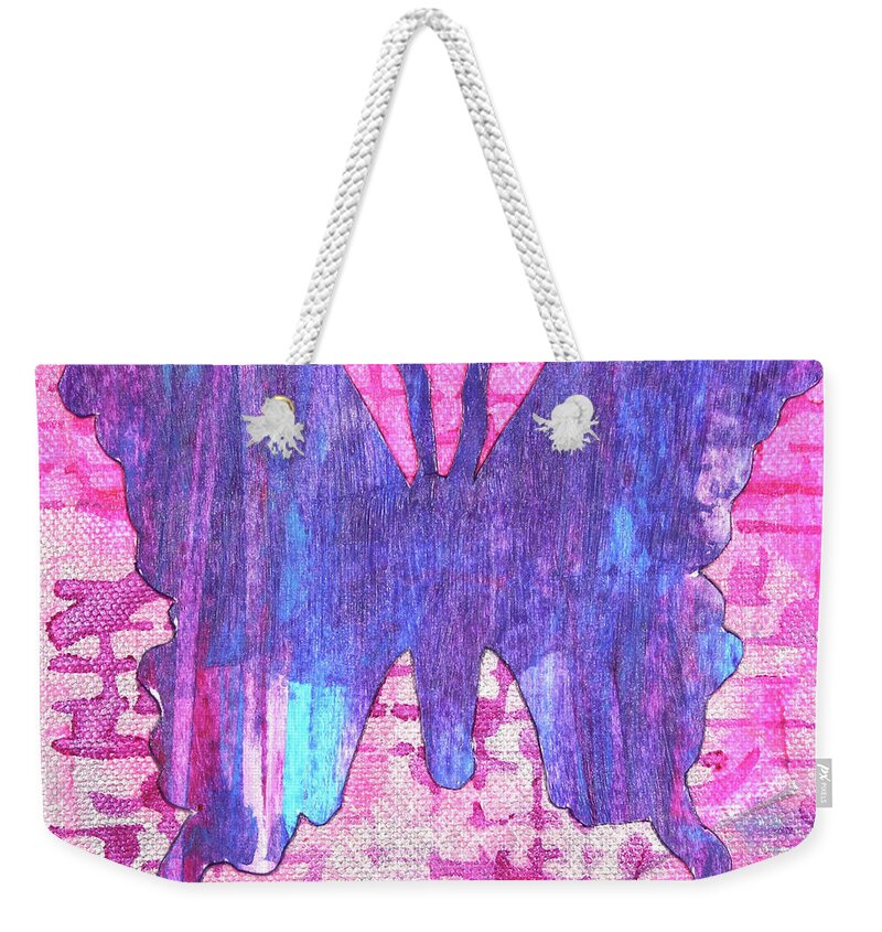Butterfly Weekender Tote Bag featuring the painting Believe Butterfly #3 by Lisa Crisman