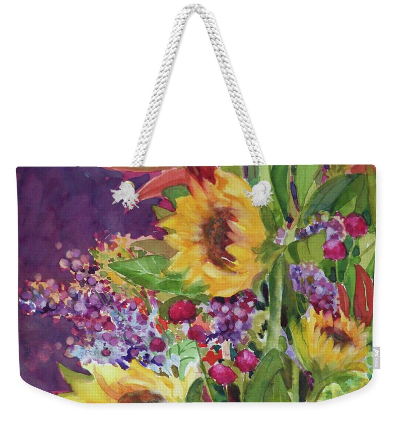 Sunflowers Weekender Tote Bag featuring the painting Berry Bouquet #1 by Sue Kemp