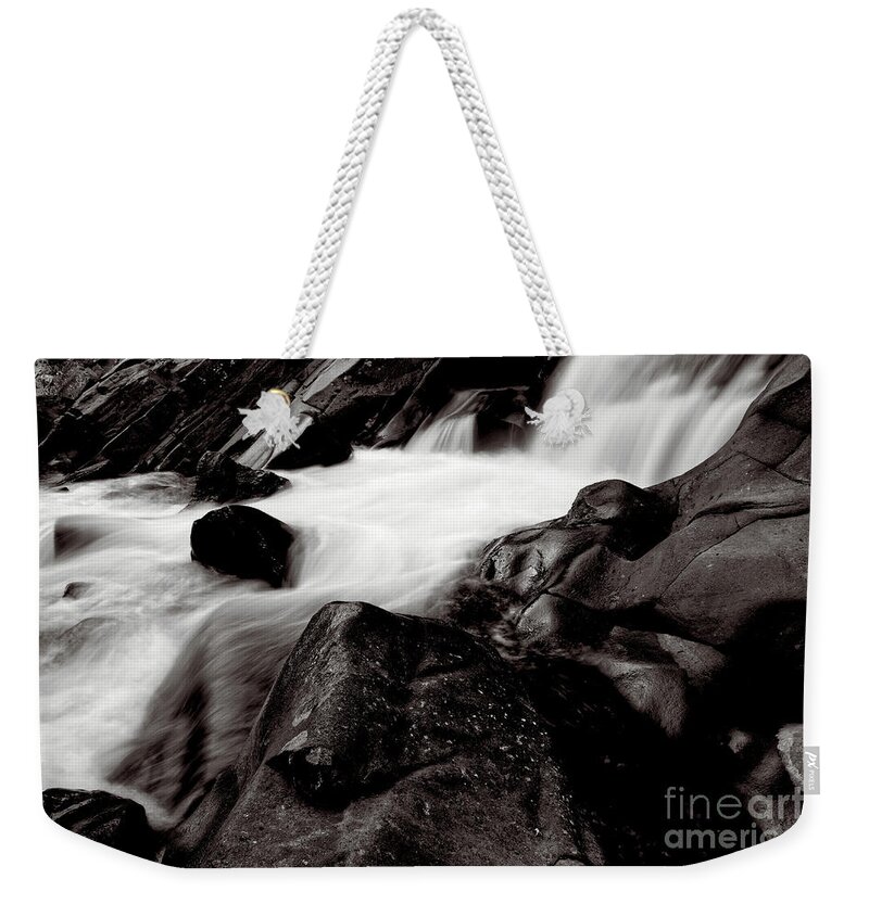 The Sinks Weekender Tote Bag featuring the photograph Black And White Waterfall #1 by Phil Perkins