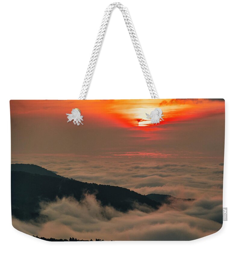 Sunrise Weekender Tote Bag featuring the photograph Blue Ridge Sunrise #1 by Minnie Gallman