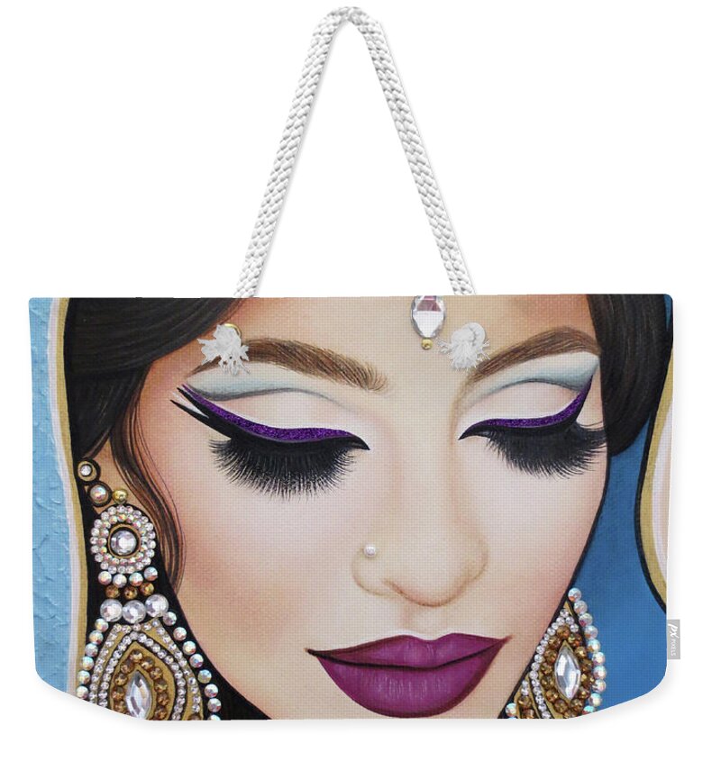Art Weekender Tote Bag featuring the painting Brilliant Indian Beauty #1 by Malinda Prud'homme