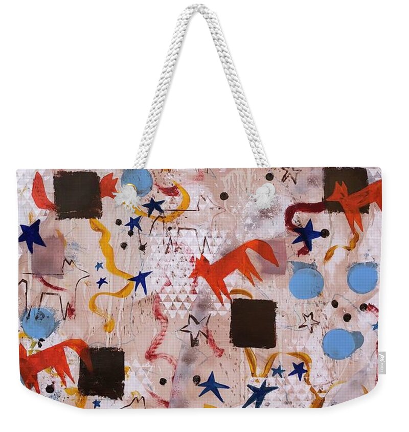 Foxes Weekender Tote Bag featuring the painting Brother Fox by Cyndie Katz