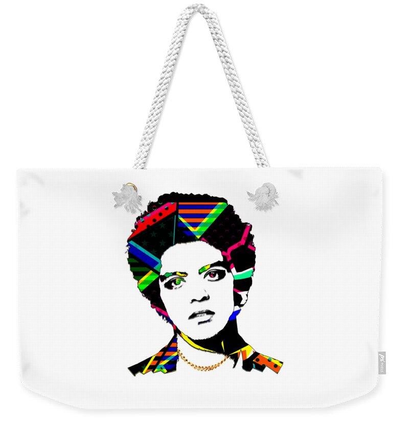 Bruno Mars Weekender Tote Bag featuring the mixed media Bruno Mars #1 by Marvin Blaine