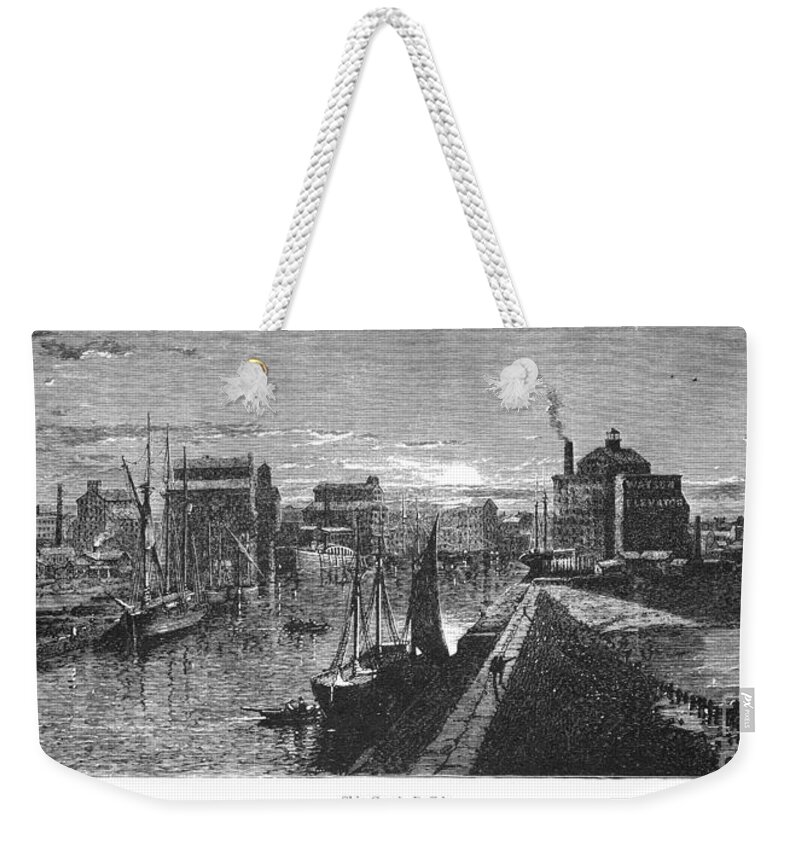 1872 Weekender Tote Bag featuring the drawing Buffalo, New York #2 by John Douglas Woodward
