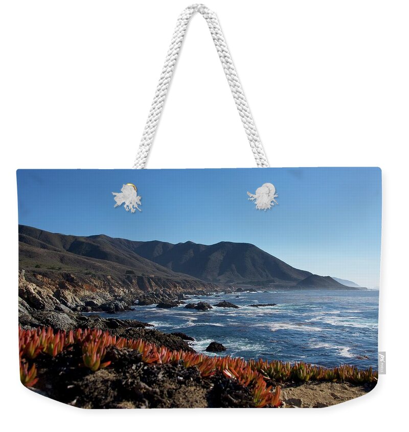 Sea Grass Invasive Plant Species Pacific Coast Highway Monterey Big Sur California Waves Seaweed Bay Ocean West Weekender Tote Bag featuring the photograph California Coast Seagrass #1 by Sean Hannon