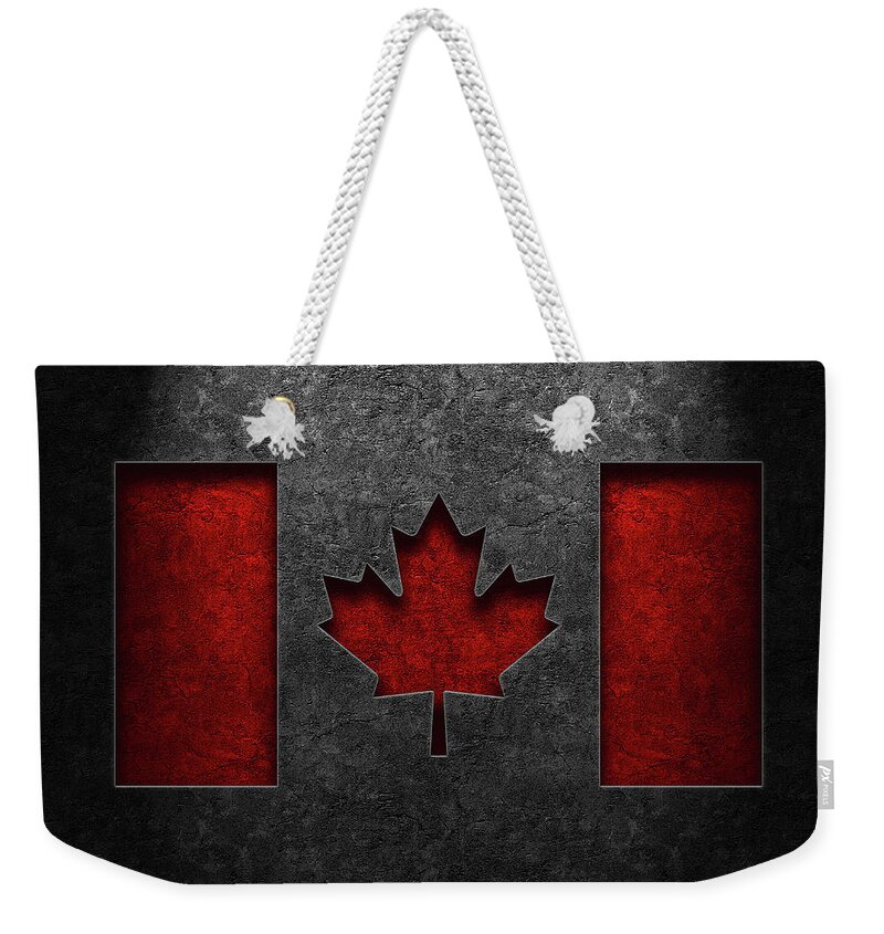 Abstract Weekender Tote Bag featuring the digital art Canadian Flag Stone Texture Repost #1 by Brian Carson