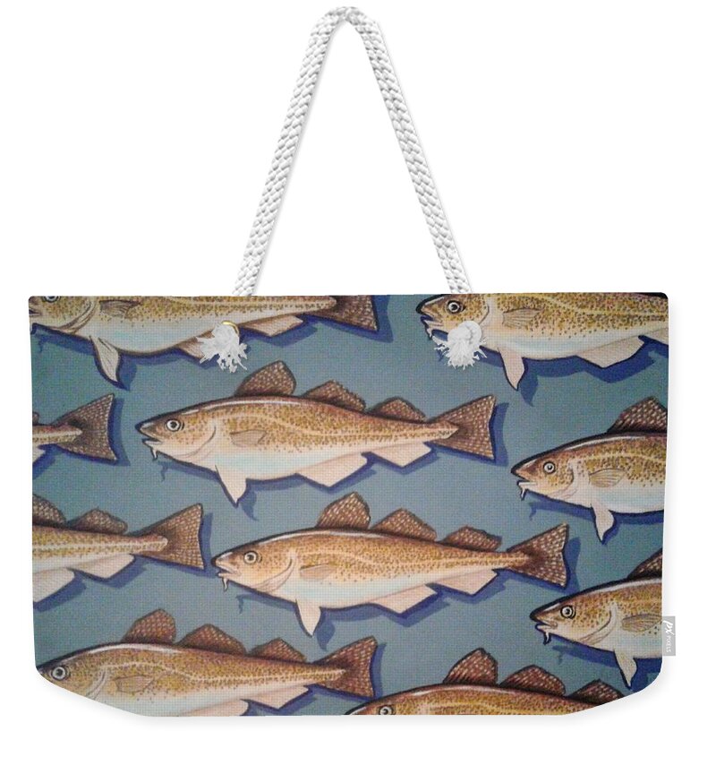 Cape Cod Weekender Tote Bag featuring the painting Cape Cod Cod Fish by James RODERICK