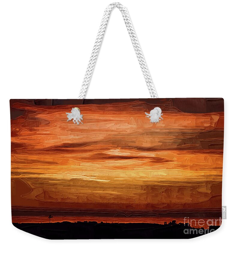 Carlsbad-california Weekender Tote Bag featuring the digital art Carlsbad Sunset by Kirt Tisdale