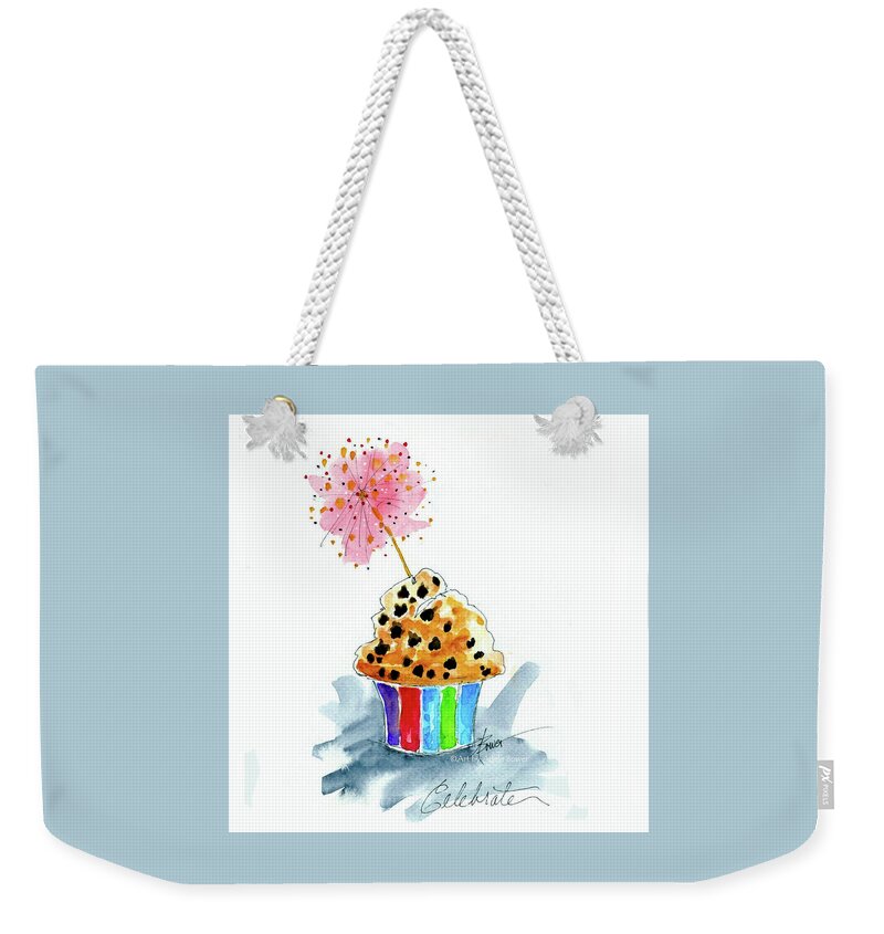 Muffin Weekender Tote Bag featuring the painting Celebrate #1 by Adele Bower