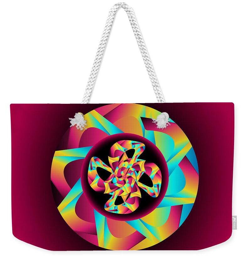 Abstract Graphic Mandala Weekender Tote Bag featuring the digital art Circumplexical No 4109 #1 by Alan Bennington