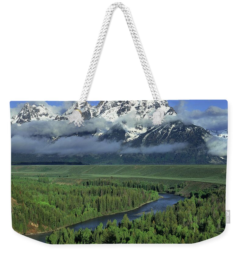 Dave Welling Weekender Tote Bag featuring the photograph Clearing Storm Snake River Overlook Grand Tetons Np by Dave Welling