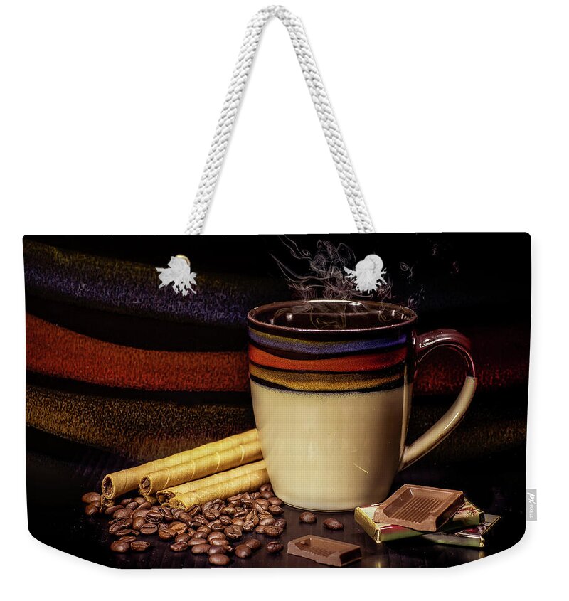 Coffee Weekender Tote Bag featuring the photograph Coffee time #1 by Anna Rumiantseva