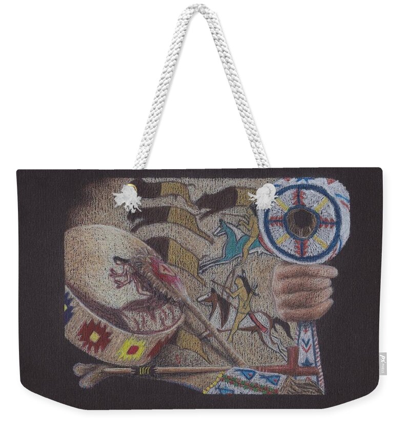 Sioux Weekender Tote Bag featuring the drawing Dakota Pride SOLD prints available by Lisa Bliss Rush