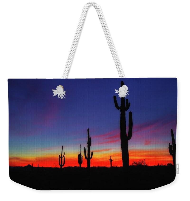 Desert Weekender Tote Bag featuring the photograph Desert Sunset by Bob Falcone