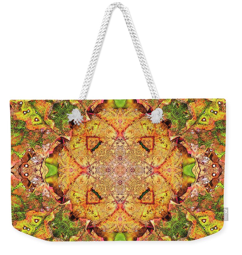 Kaleidoscope Weekender Tote Bag featuring the digital art Dotted Leaves #1 by Frans Blok
